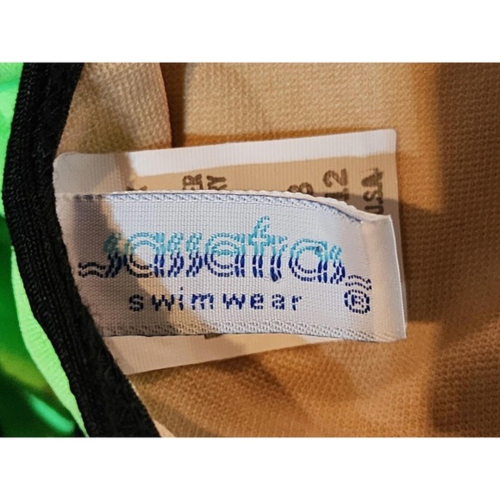Vintage 80s Sassafras Green Polka Dot Halterneck Triangle Bikini Swimwear Size M - Picture 6 of 7